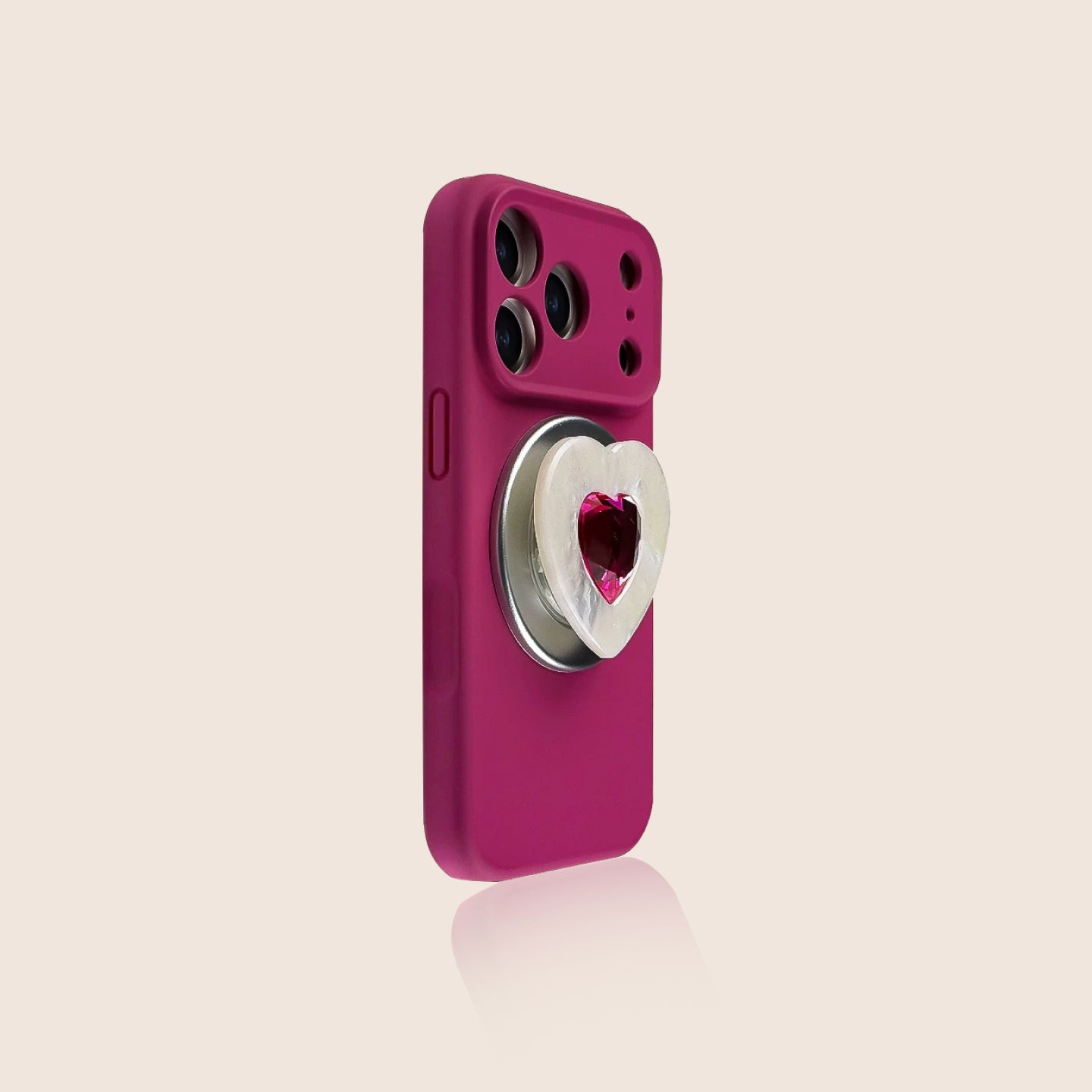 Solid Color Silicone iPhone Case with Love Heart Magnetic Stand