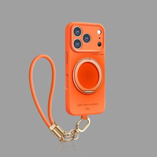 Gradient Liquid Silicone iPhone Case with Magnetic Stand & Wrist Strap