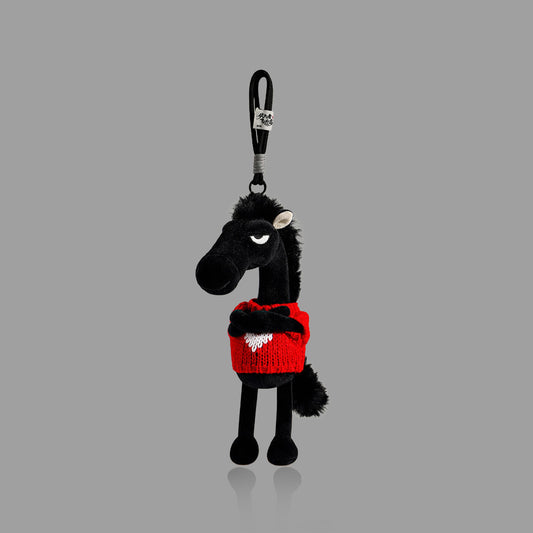 Cute Lucky Black Horse Plush Keychain, Soft Bag Charm /Car Pendant