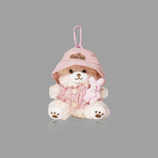 Cute Plush Bear Doll Bag Charm, Bunny Hugging Bear Backpack Pendant