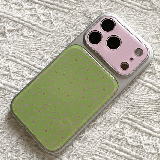 Green & Pink Polka Dot iPhone Case, Electroplated Acrylic Cover