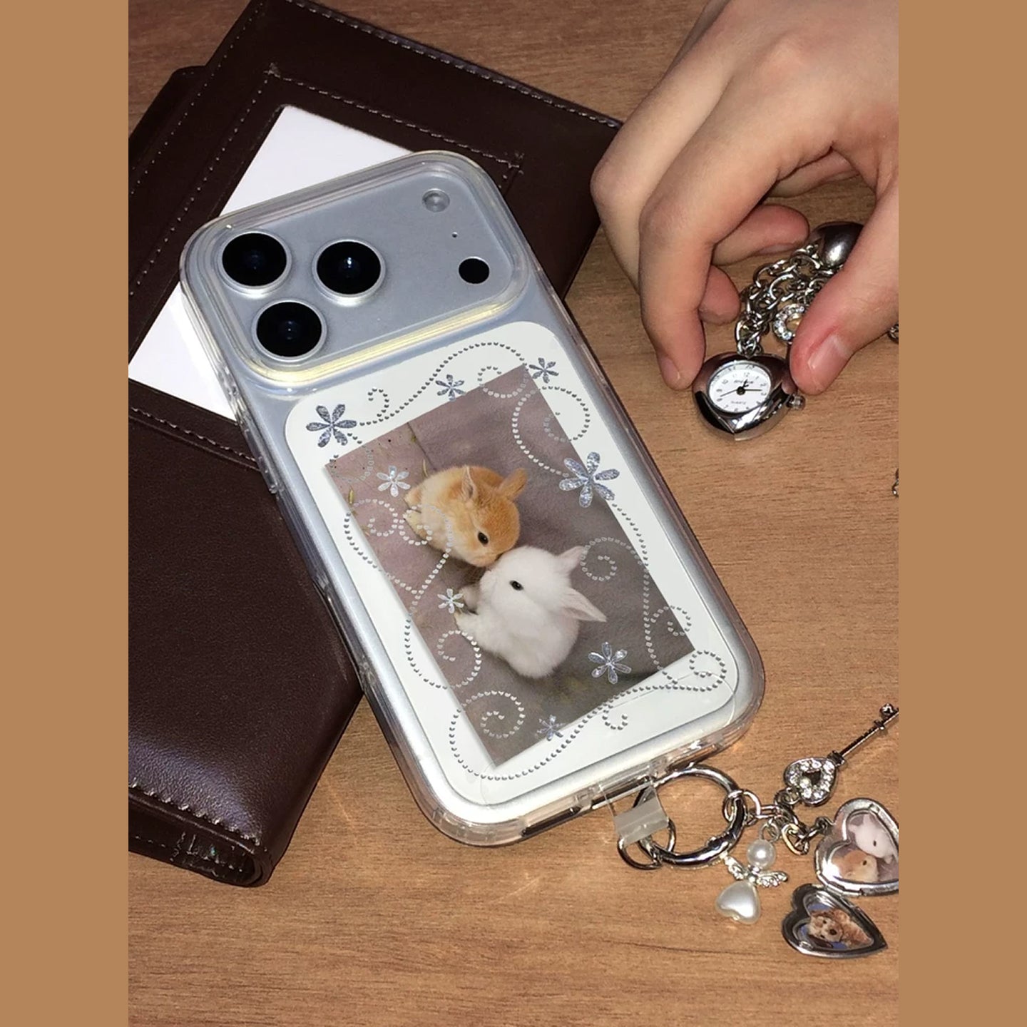 Silver Pattern IMD Clear iPhone Case