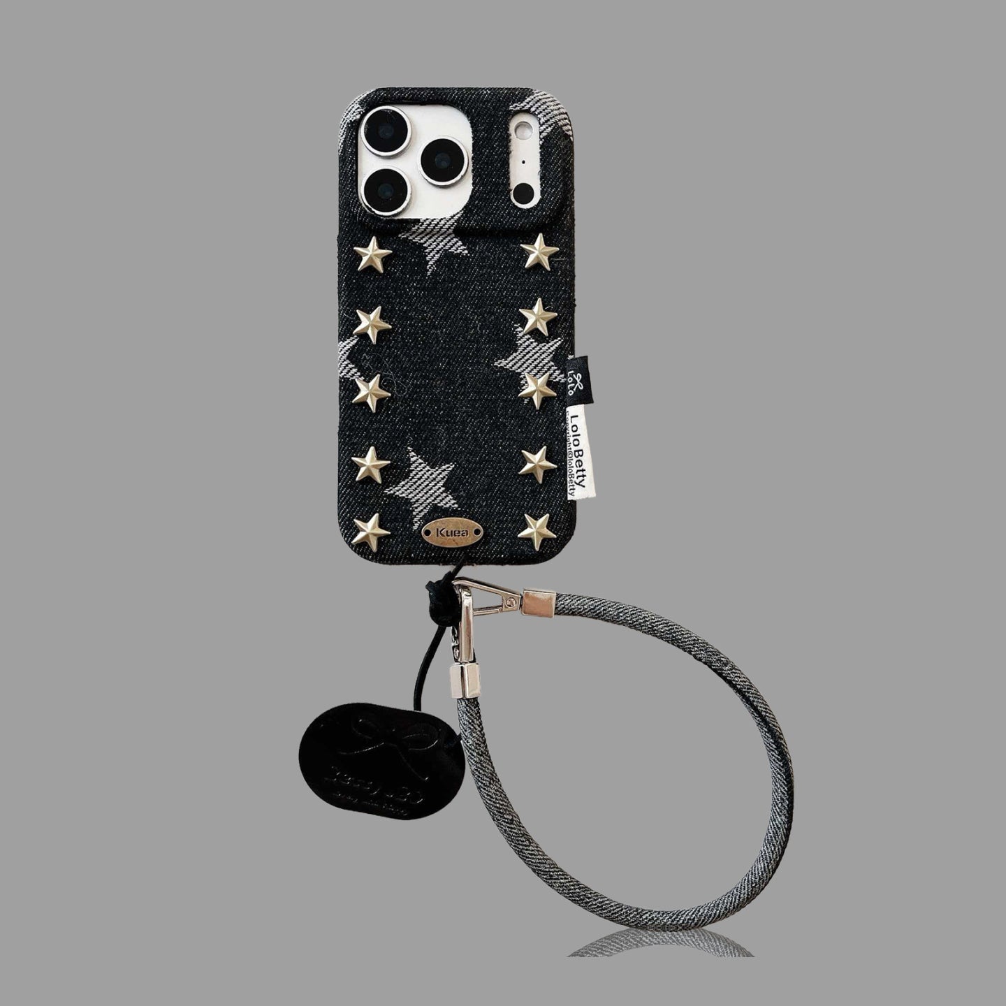 Denim Star Phone Case โ Rivet Star Design with Wrist Strap