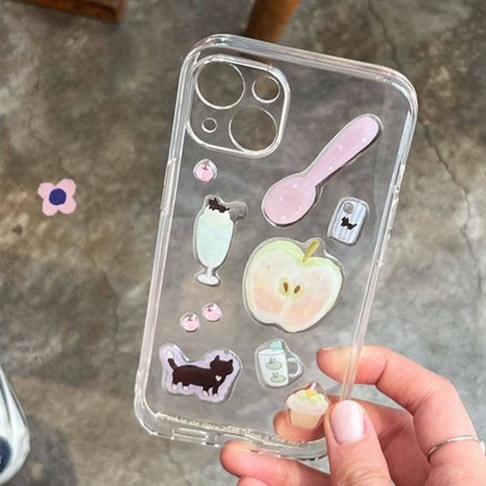 Cute Cat & Food Epoxy Stickers, 3D Raised Decals for Journal, Phone Case & Laptop DIY