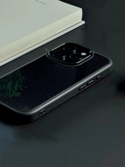 Black Geometric Pattern MagSafe Glass iPhone Case