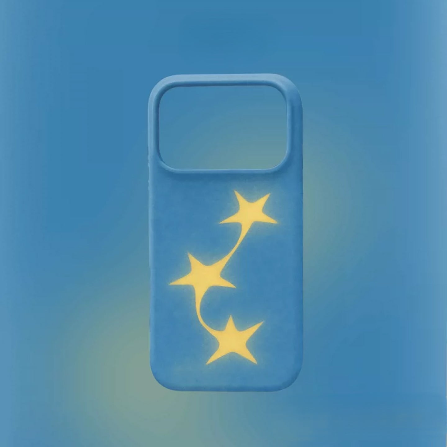 Sky Blue Flying Stars iPhone Case, Frosted Matte Hard Shell