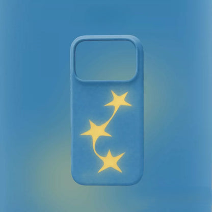 Sky Blue Flying Stars iPhone Case, Frosted Matte Hard Shell