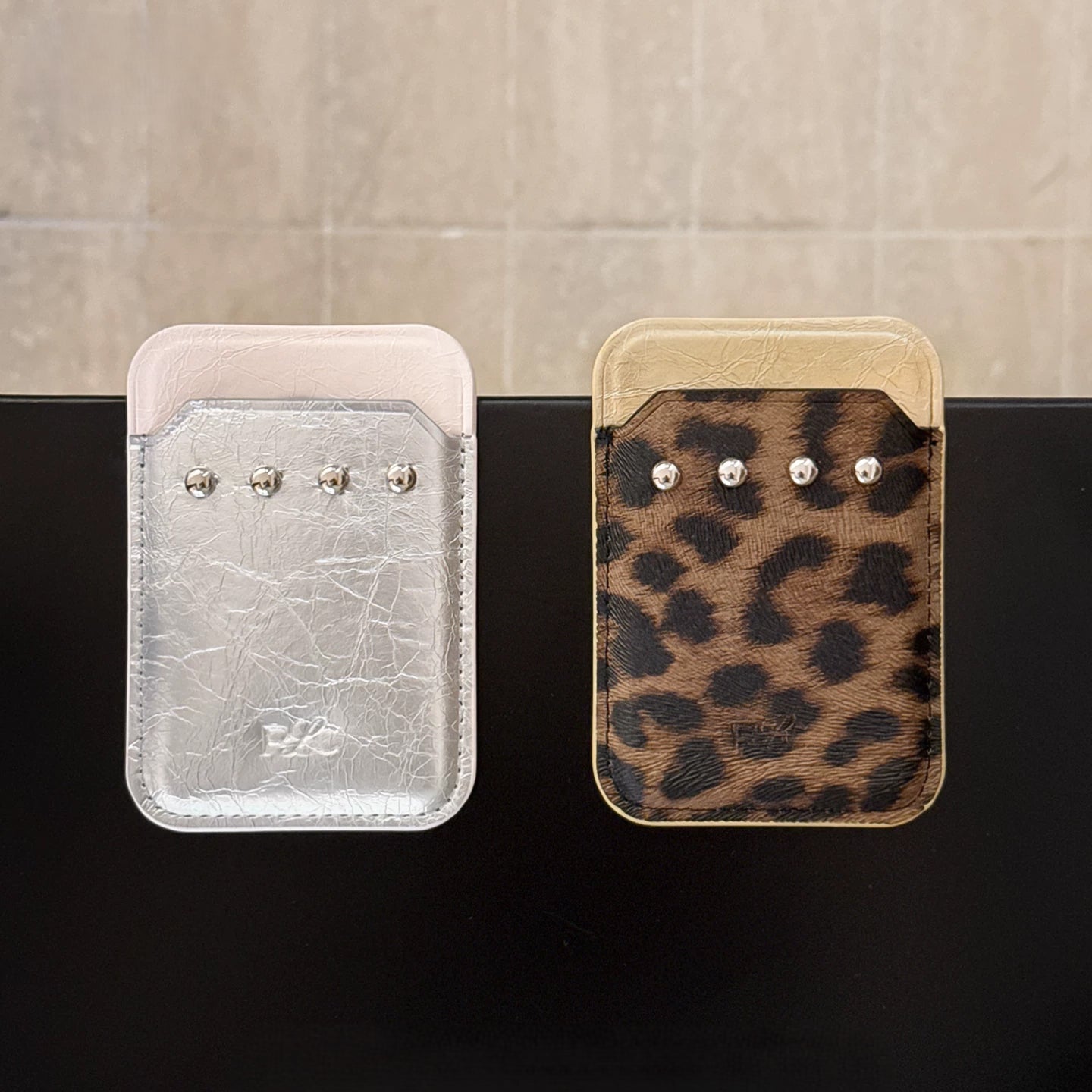 Color-Block Rivet Magnetic Card Holder