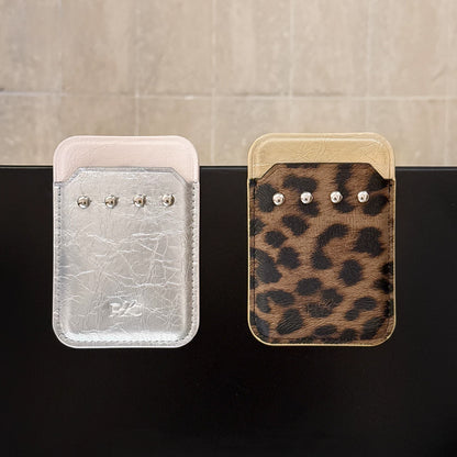 Color-Block Rivet Magnetic Card Holder