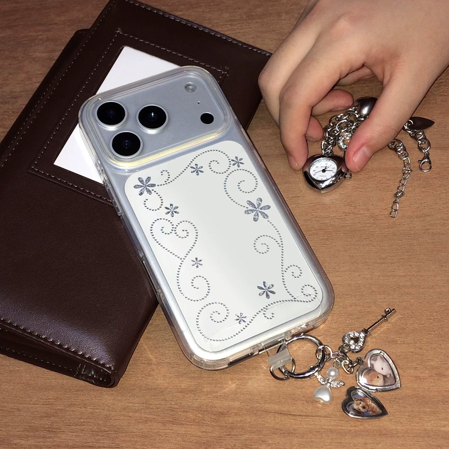 Silver Pattern IMD Clear iPhone Case