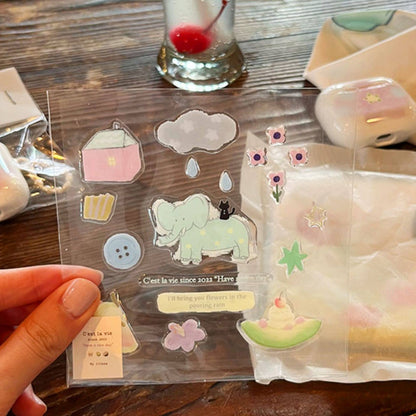 코끼리 & 고양이 에폭시 스티커, 저널, 휴대폰 케이스 및 노트북 DIY를 위한 귀여운 3D 입체 데칼