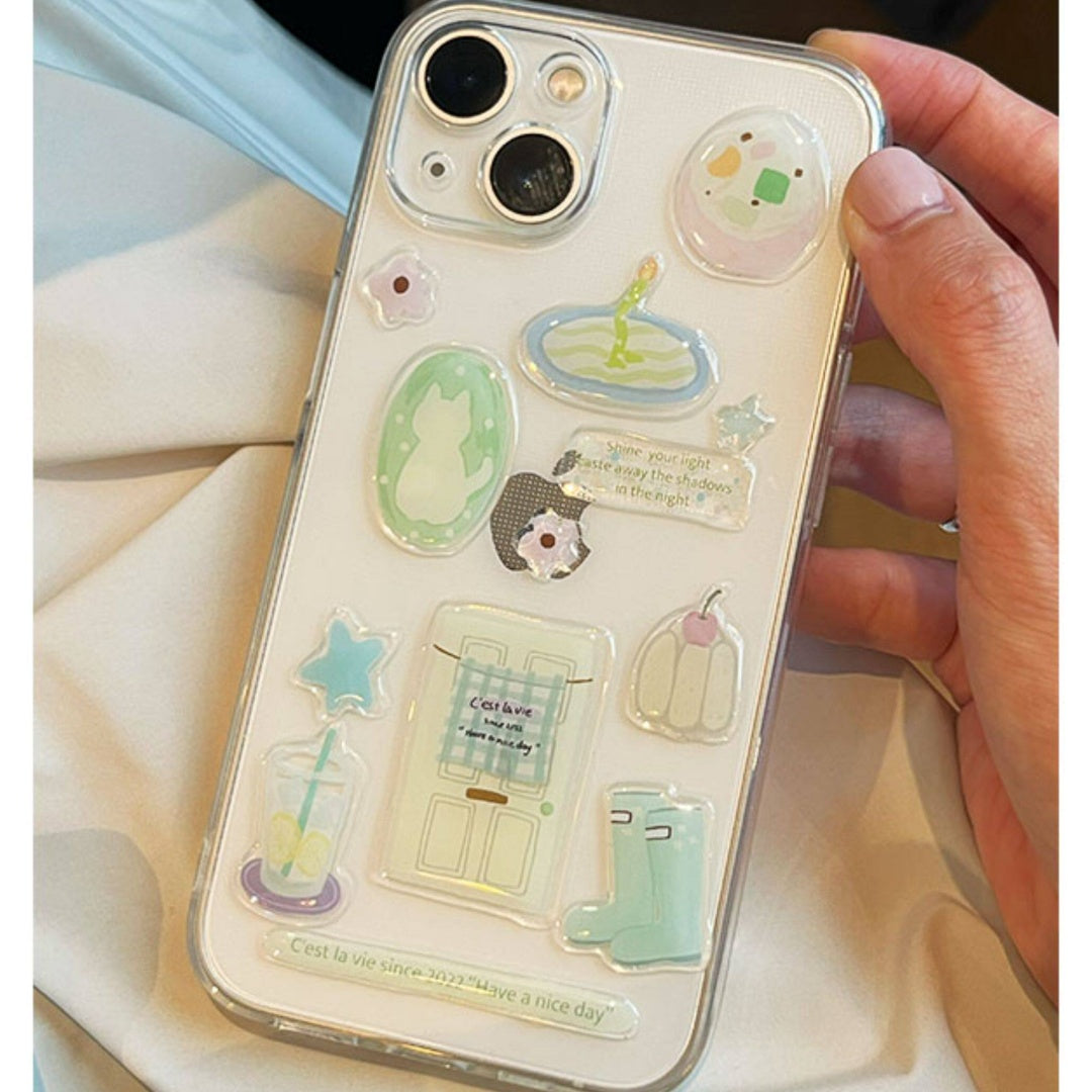 パステルデザートエポキシステッカー、ジャーナル、スマホケース、PCのDIY用3D立体デカール