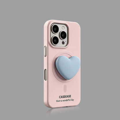 Dopamine Contrast Color MagSafe iPhone Case with Heart Magnetic Stand