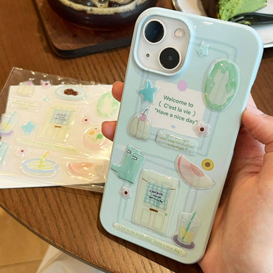 Pastel Dessert Epoxy Stickers, 3D Raised Decals for Journal, Phone Case & Laptop DIY