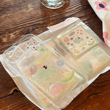 코끼리 & 고양이 에폭시 스티커, 저널, 휴대폰 케이스 및 노트북 DIY를 위한 귀여운 3D 입체 데칼