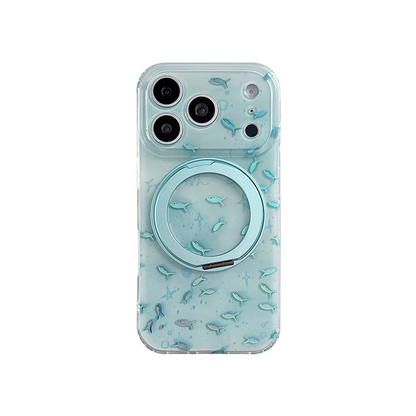Clear Mint Blue Iridescent Fish iPhone Case