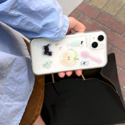 かわいい猫と食べ物のエポキシステッカー、ジャーナル、スマホケース、ノートパソコンのDIY用3D立体デカール