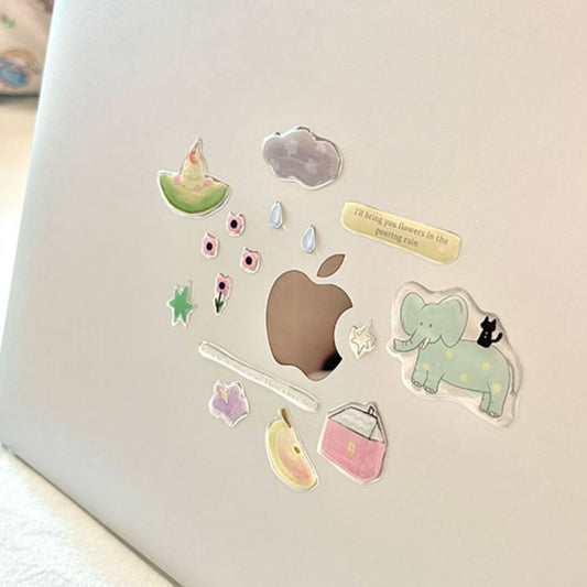 Elephant & Cat Epoxy Stickers, Cute 3D Raised Decals for Journal, Phone Case & Laptop DIY