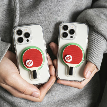 卓球・バドミントンラケット型 MagSafe対応 スマホリングホルダー、360°回転スポーツスタンド