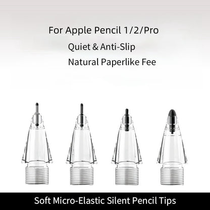 Microcrystalline Elastic Stylus Tip Replacement for Apple Pencil, Anti-slip Damping Nib Compatible with Paper Film & Tempered Film