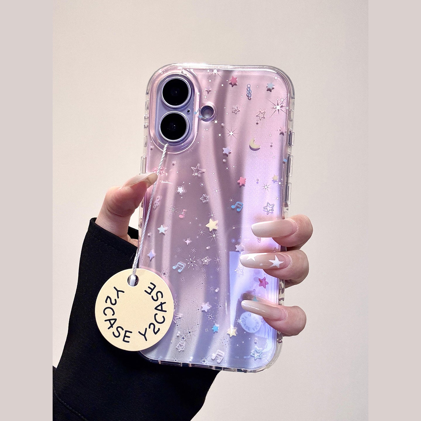 Gradient Star Music Note Glitter iPhone Case, Iridescent Protective Cover