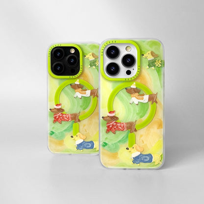 Watercolor Dachshund MagSafe iPhone Case with Matching Stand