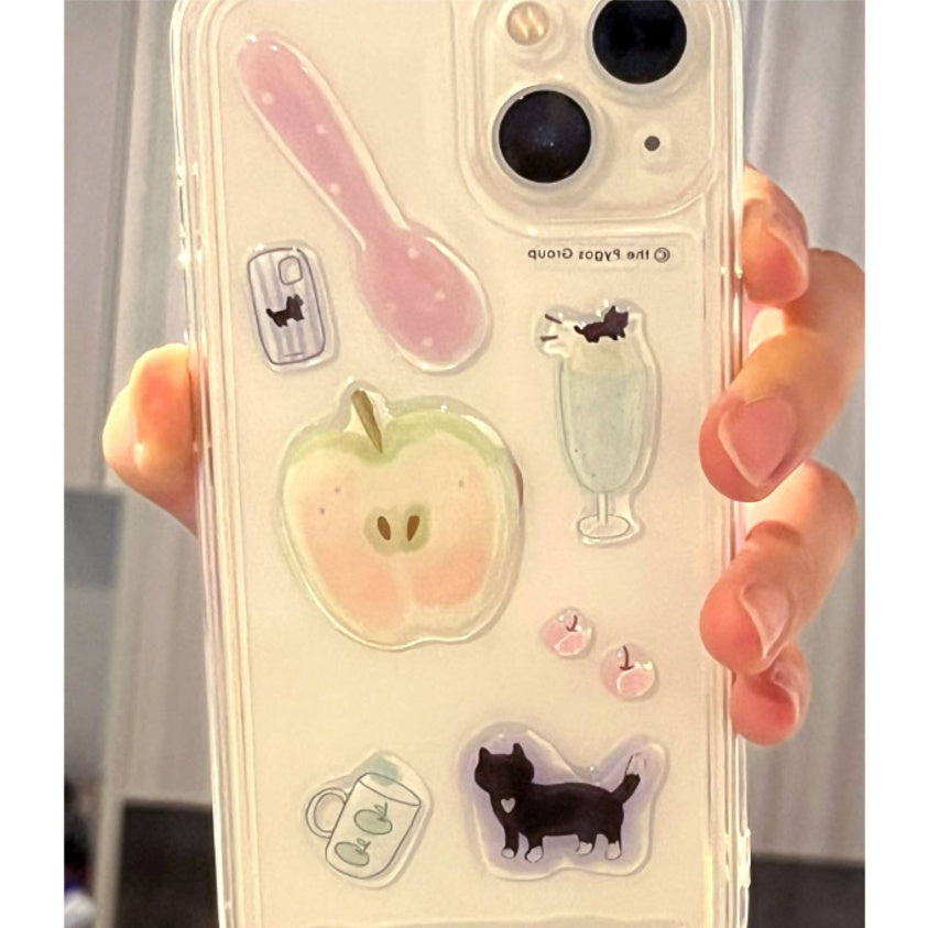 かわいい猫と食べ物のエポキシステッカー、ジャーナル、スマホケース、ノートパソコンのDIY用3D立体デカール