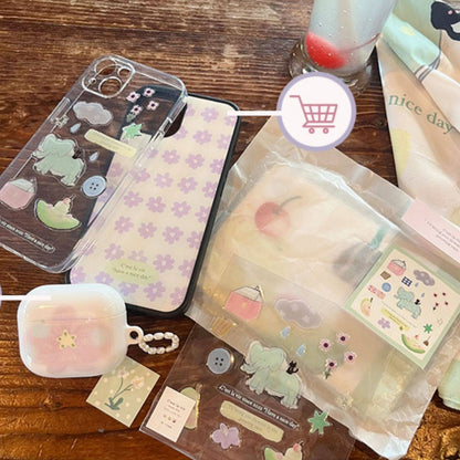 코끼리 & 고양이 에폭시 스티커, 저널, 휴대폰 케이스 및 노트북 DIY를 위한 귀여운 3D 입체 데칼