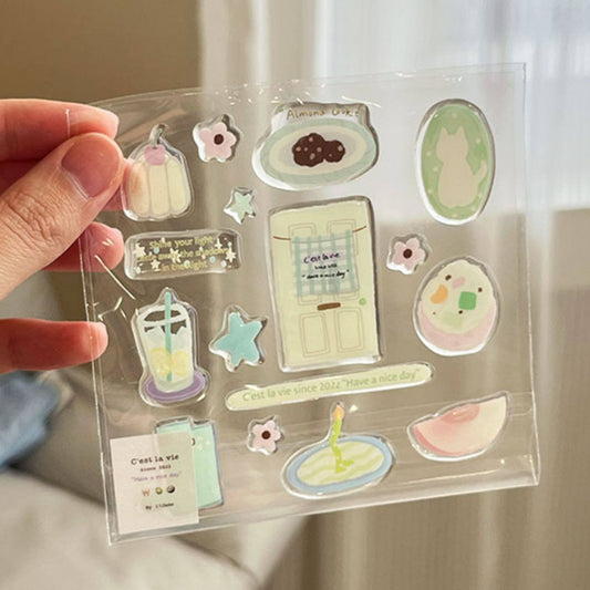 Pastel Dessert Epoxy Stickers, 3D Raised Decals for Journal, Phone Case & Laptop DIY
