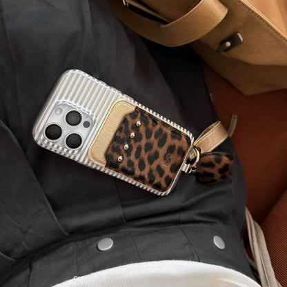 Color-Block Rivet Magnetic Card Holder