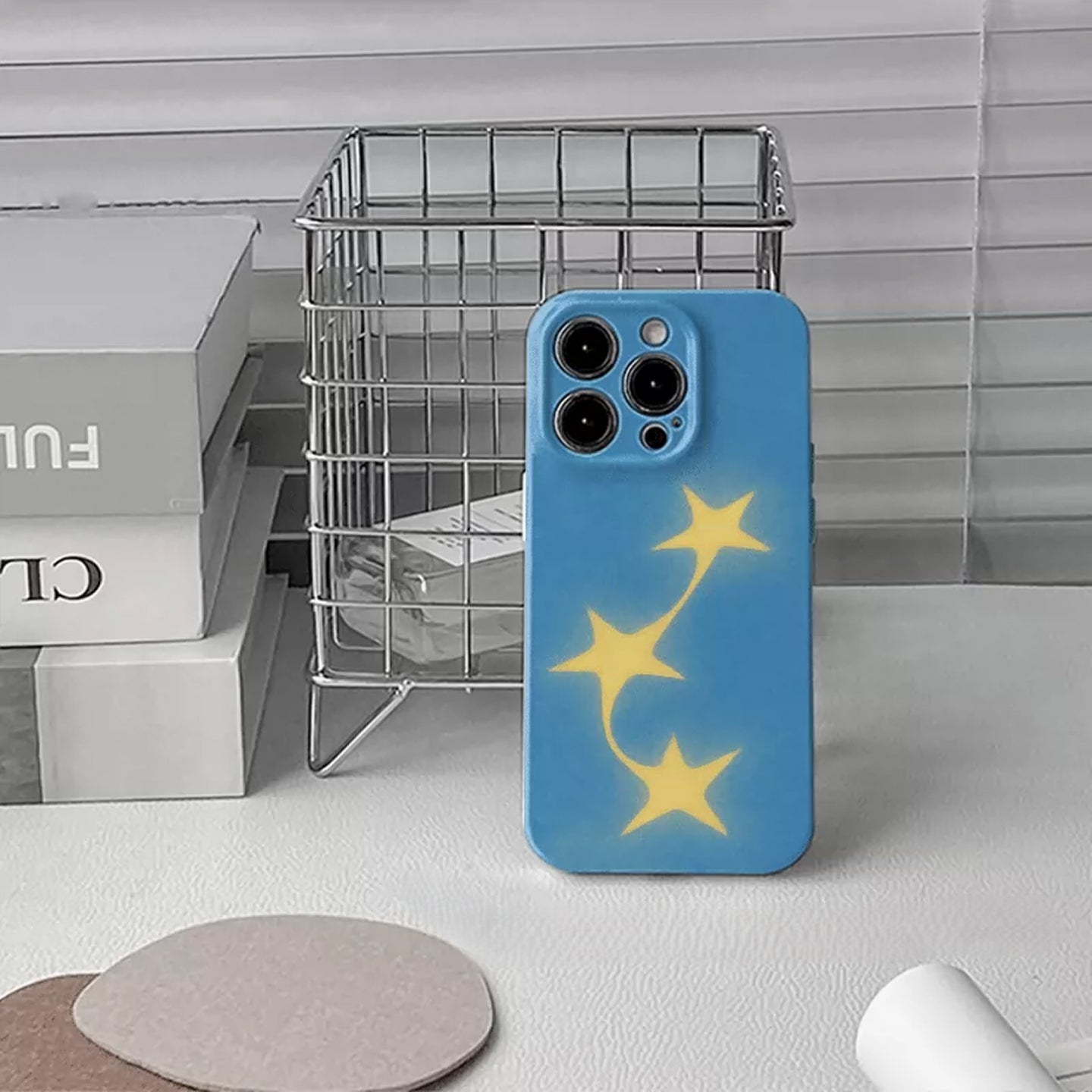 Sky Blue Flying Stars iPhone Case, Frosted Matte Hard Shell