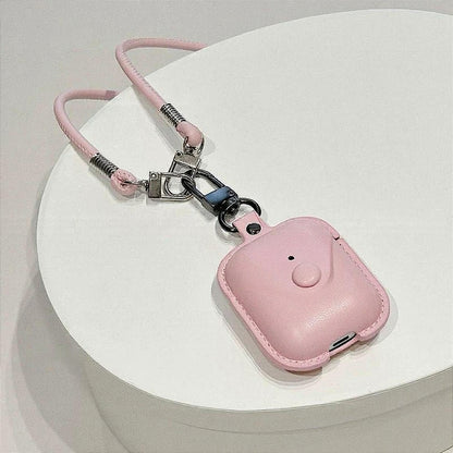 Vintage Pink Leather AirPods Case with Lanyard