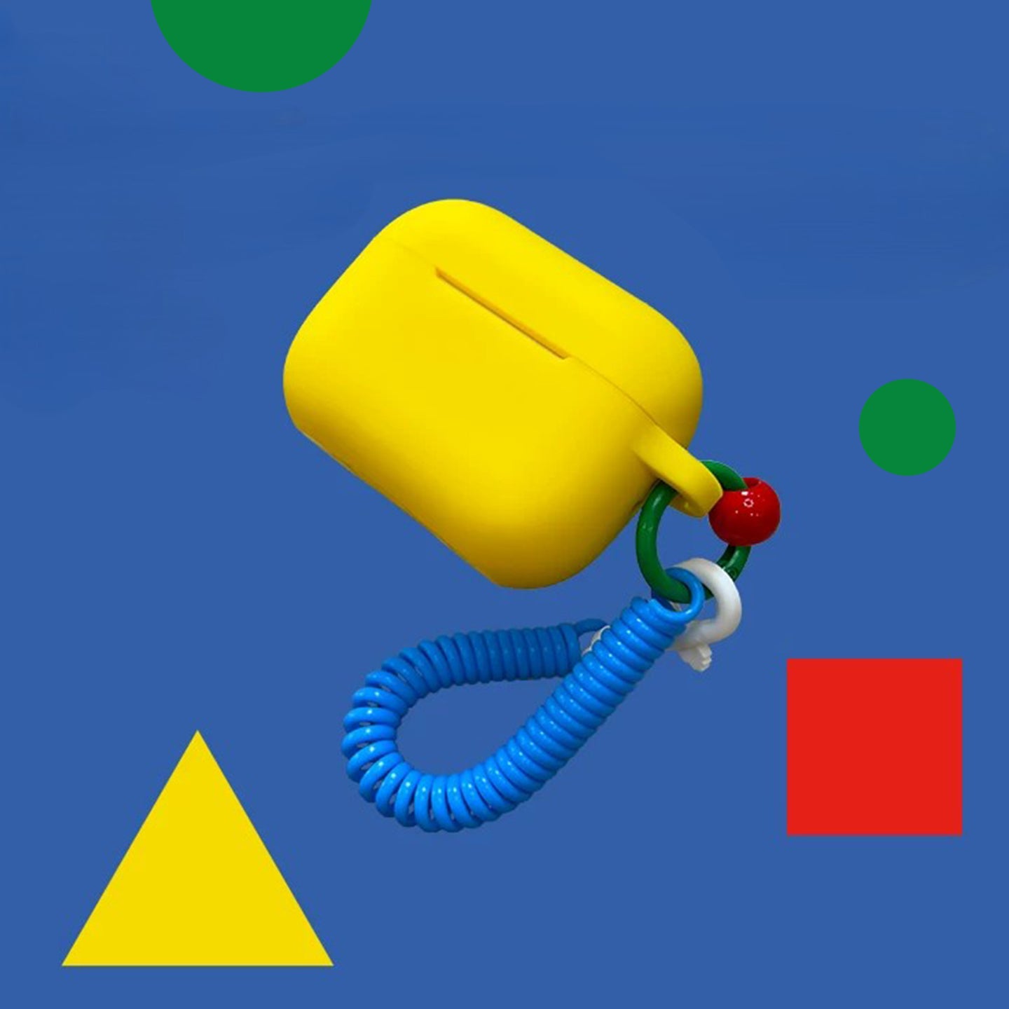 Bauhausレトロ シリコンAirPodsケース、マットソフトカバー コイルストラップ付き