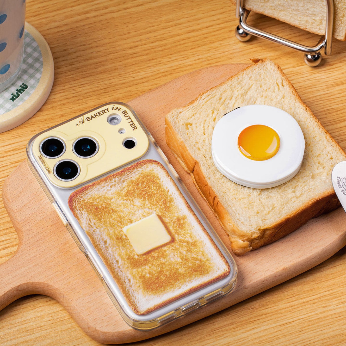 Toast Pattern Magnetic Phone Case, Niche Fun Original Design