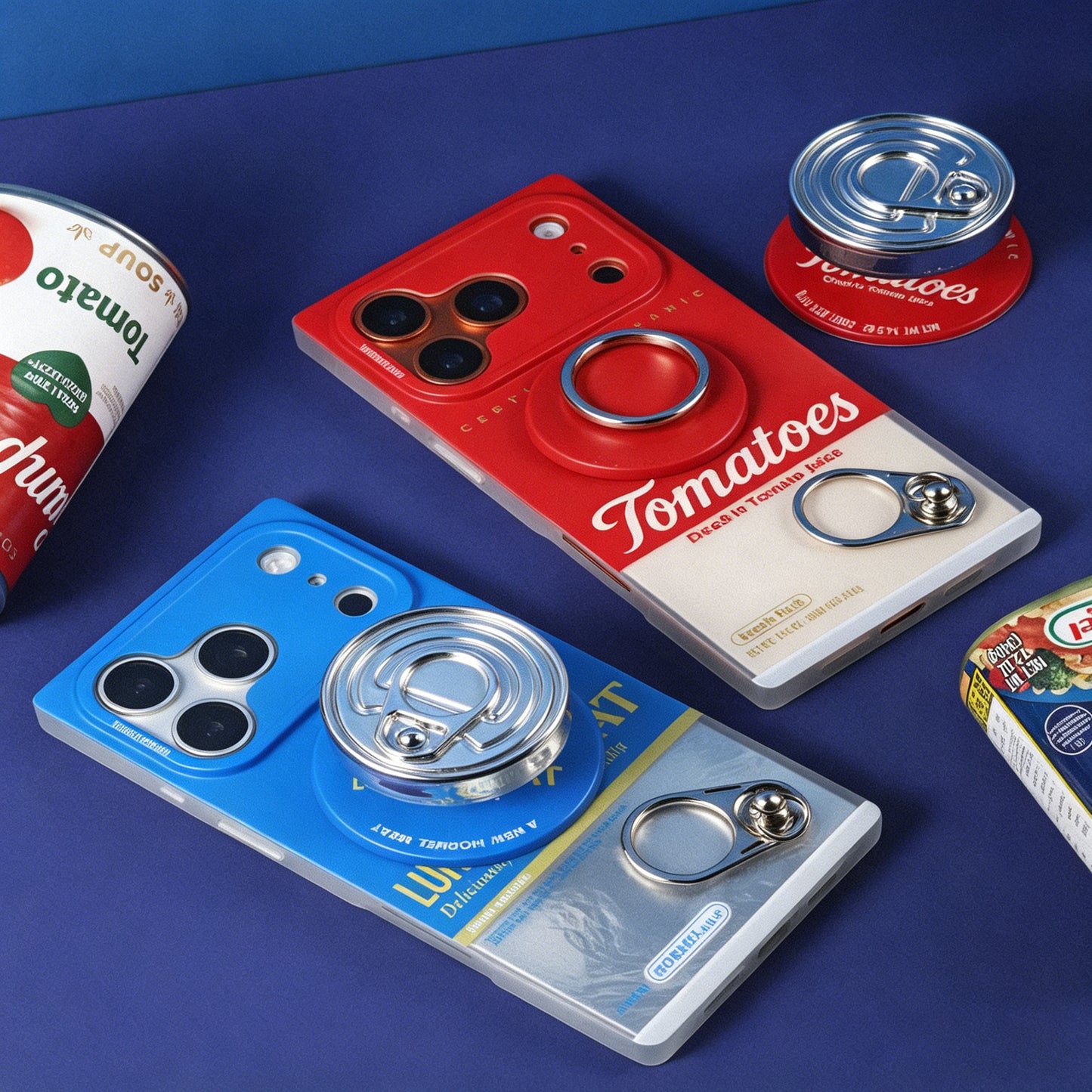 缶詰風MagSafeスマホホルダー、レトロ缶蓋デザインスタンド