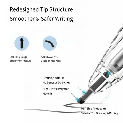 Microcrystalline Elastic Stylus Tip Replacement for Apple Pencil, Anti-slip Damping Nib Compatible with Paper Film & Tempered Film