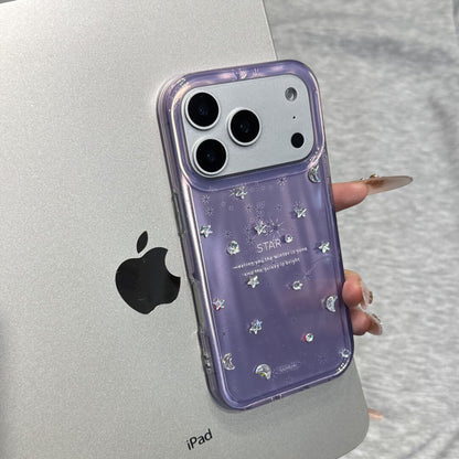 Purple Wavy iPhone Case with DIY Star Moon Rhinestone Stickers