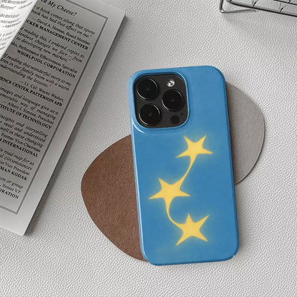 Sky Blue Flying Stars iPhone Case, Frosted Matte Hard Shell