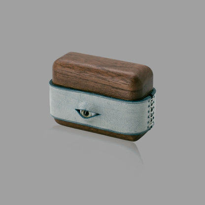 Wood & Leather AirPods Case with Handmade Eye Detail