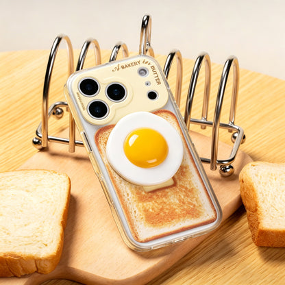 目玉焼きMagSafeスマホホルダー、食べ物テーマのスタンド（ミラー内蔵）