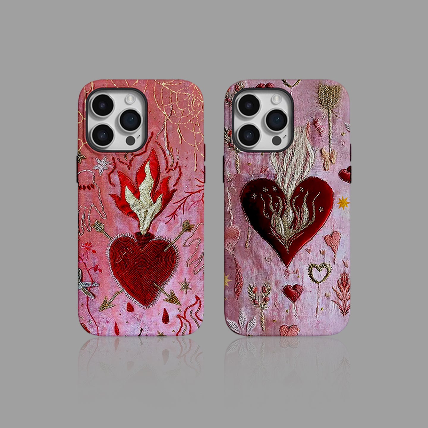 Vintage Burning Heart Embossed Art iPhone Case