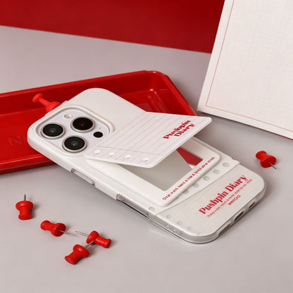 Notebook Diary MagSafe Phone Stand, Flip-Top Holder with Built-in Mirror