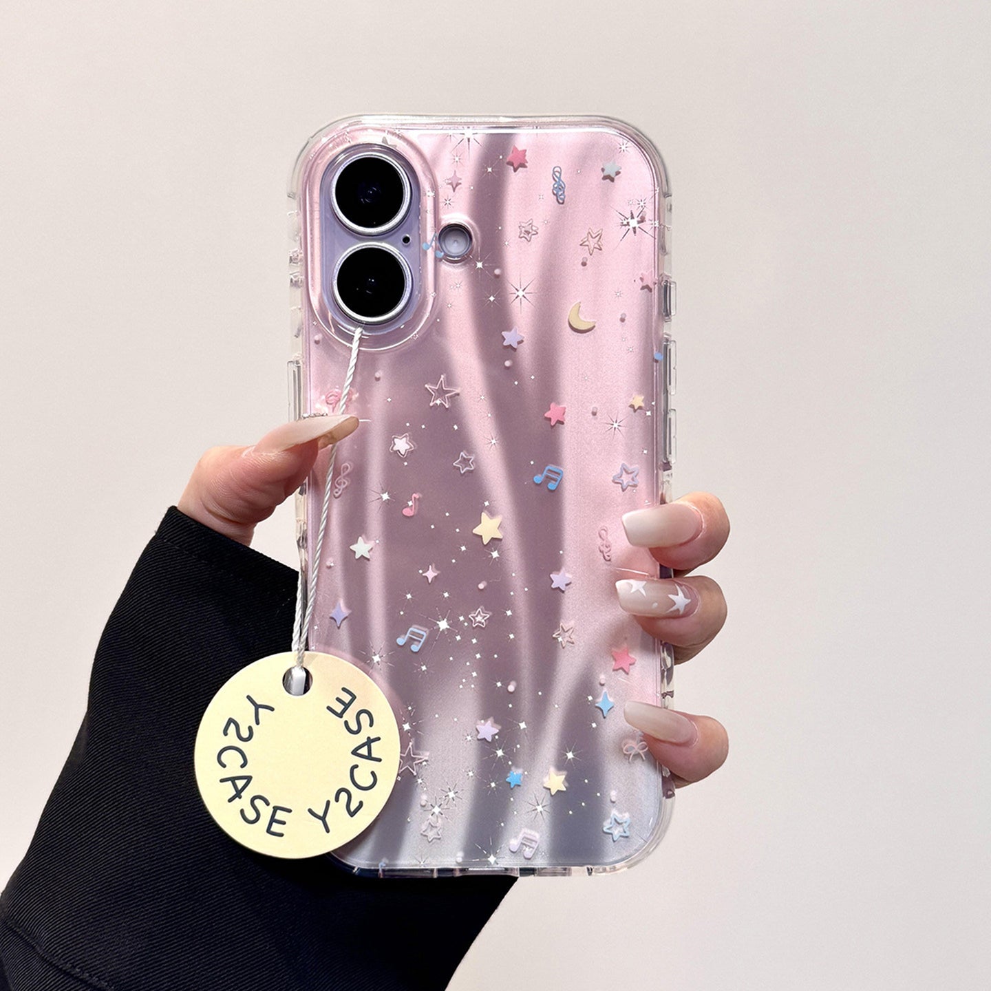 Gradient Star Music Note Glitter iPhone Case, Iridescent Protective Cover
