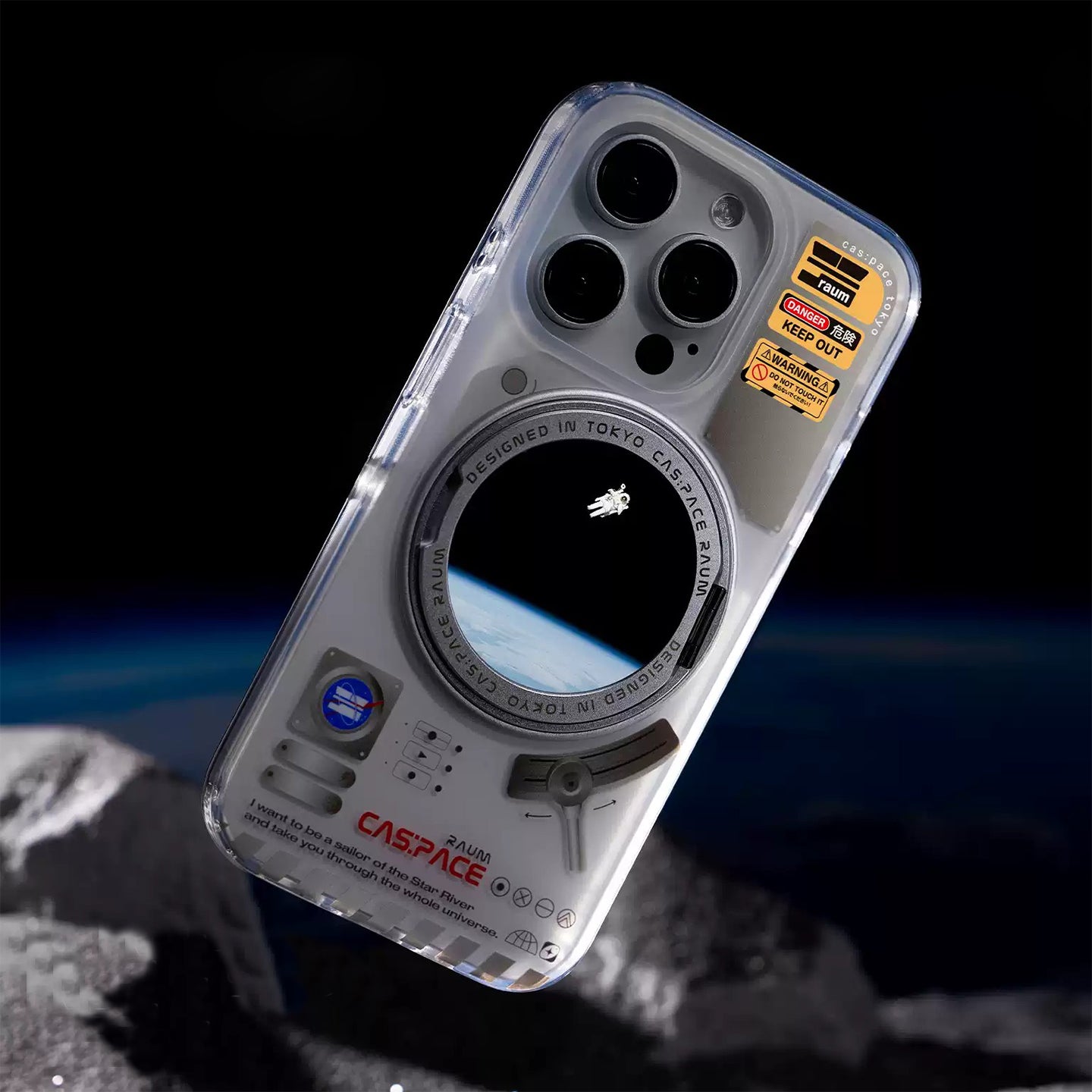 360도 회전 스탠드가 있는 스페이스 캡슐 MagSafe 아이폰 케이스