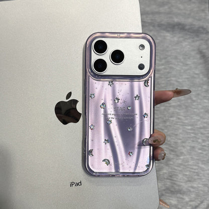 Purple Wavy iPhone Case with DIY Star Moon Rhinestone Stickers