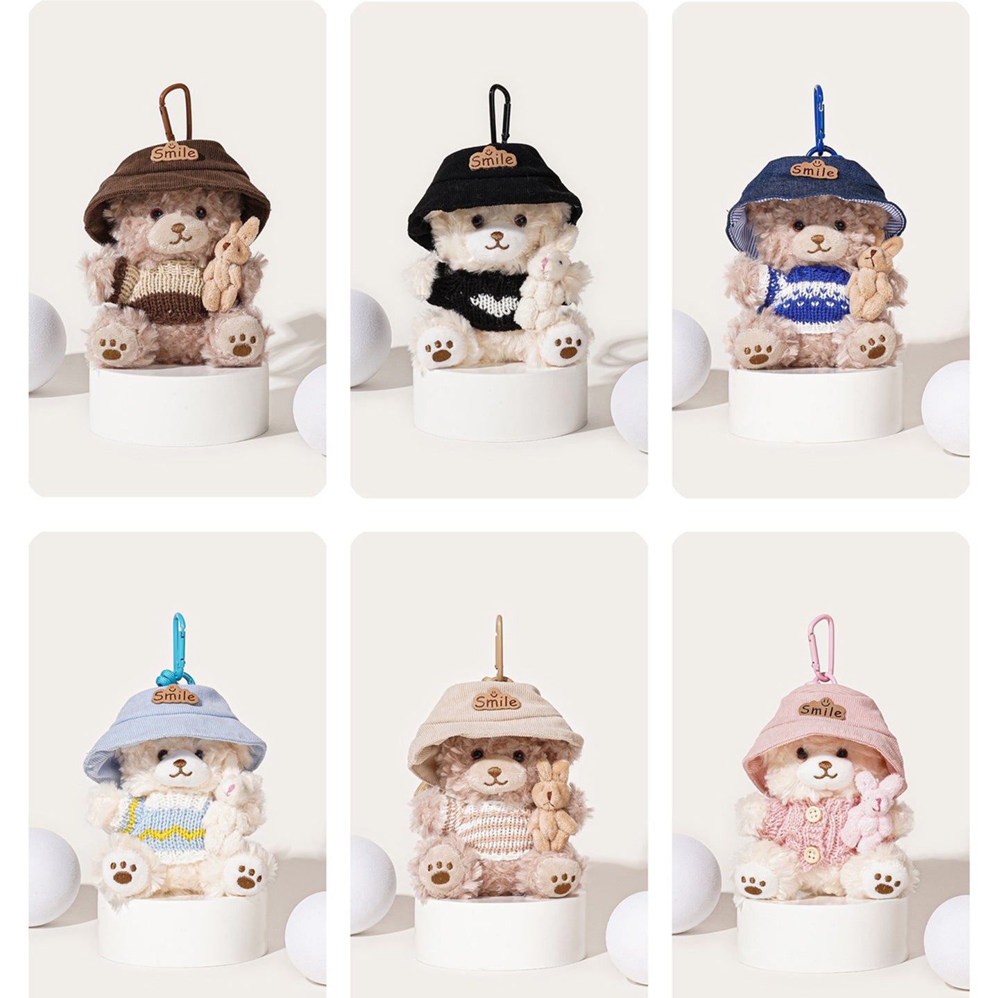 귀여운 플러시 곰 인형 가방 참, 토끼가 곰을 안고 있는 백팩 펜던트
