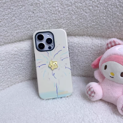 베이지 불꽃놀이 별 아이폰 케이스
