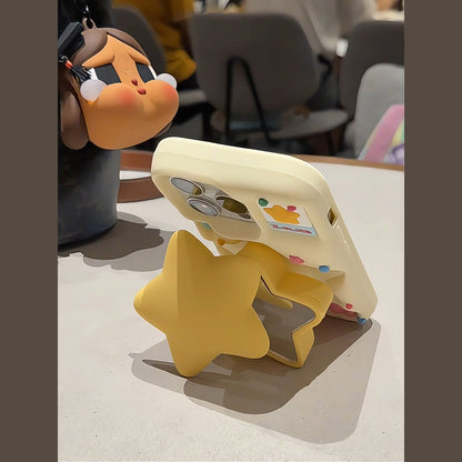 3D Star Mirror & Stand iPhone Case in Cream Yellow