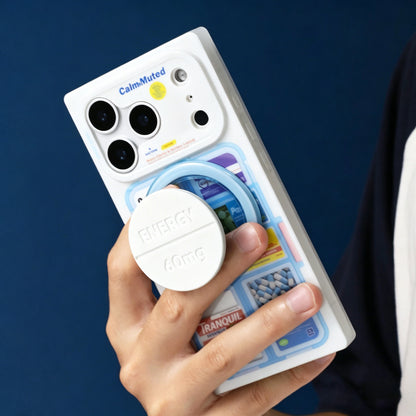 アクリル製ピル型マグネット式スマホホルダー、オリジナルトレンディデザイン、伸縮式マグネットスマホスタンド