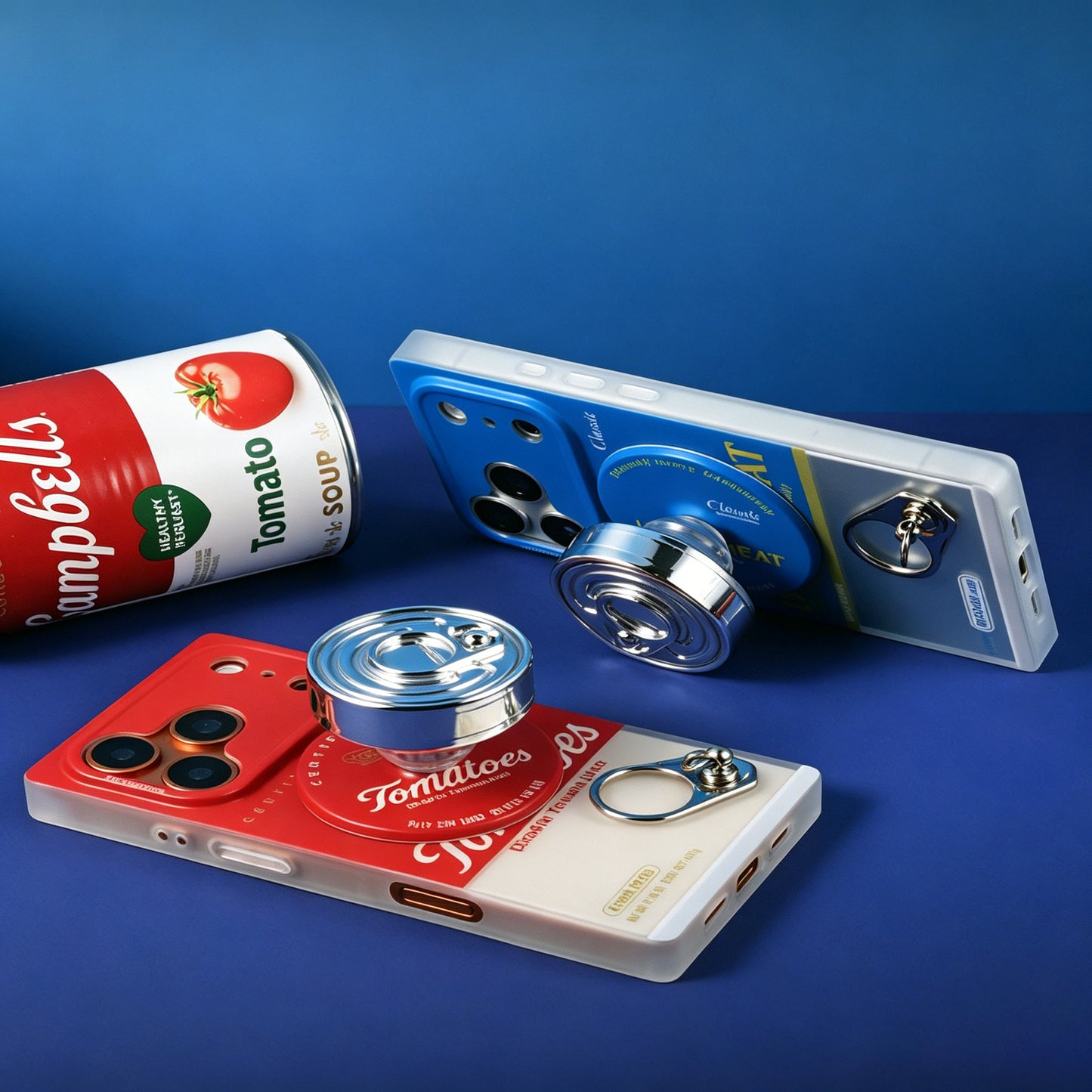 缶詰風MagSafeスマホホルダー、レトロ缶蓋デザインスタンド
